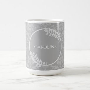 Gris Elegant Damas Personnalisé Café Mug