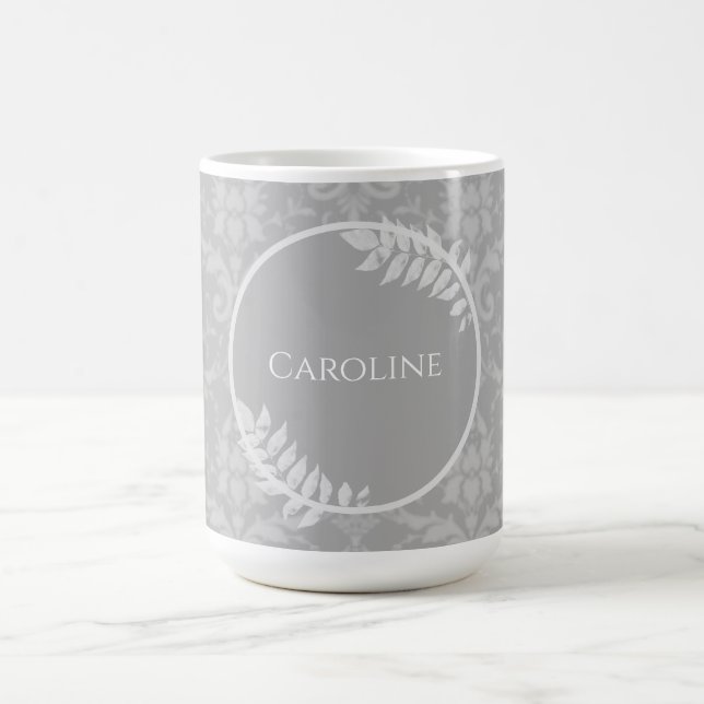 Gris Elegant Damas Personnalisé Café Mug (Centre)