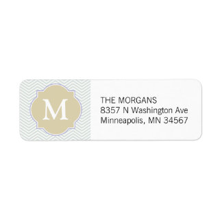Gris et beige moderne Chevron personnalisé Monogra