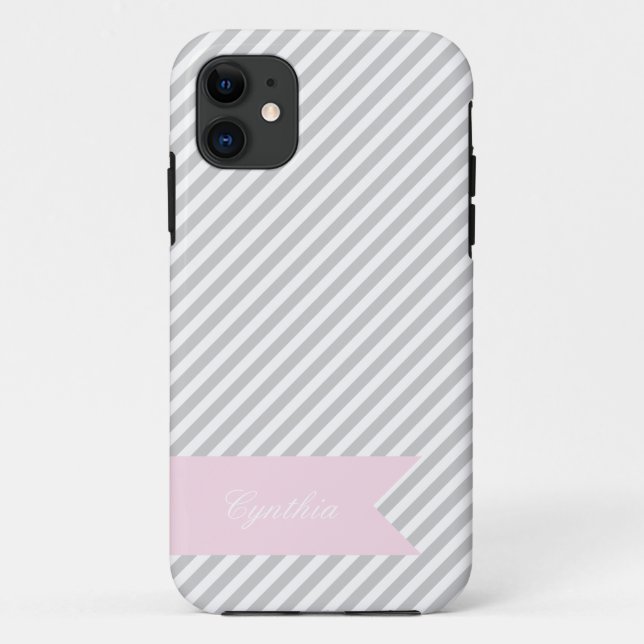 Gris et blanc bande Monogramme iPhone 5 Coque (Dos)