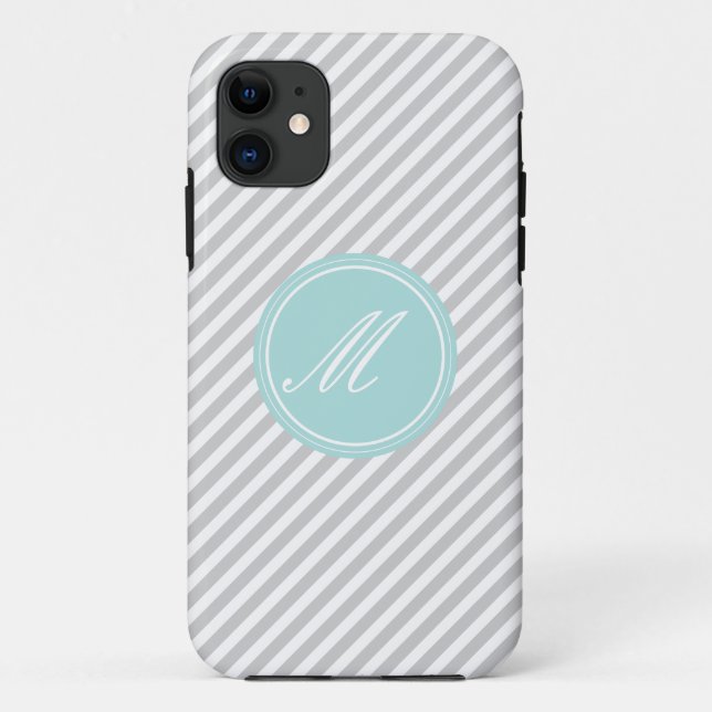 Gris et blanc bande Monogramme iPhone 5 Coque (Dos)
