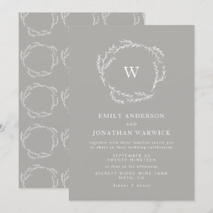 Gris et blanc Faire-part de mariage simple de cour
