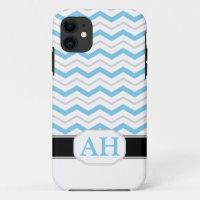 Gris et bleu Chevron Monogram iPhone 5 Coque