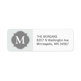 Gris et gris moderne Chevron sur mesure Monogramme