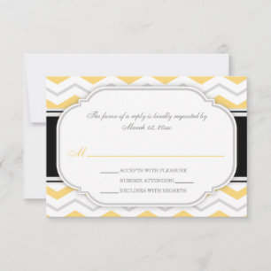 Gris et jaune Chevron Réception de mariage RSVP Ca