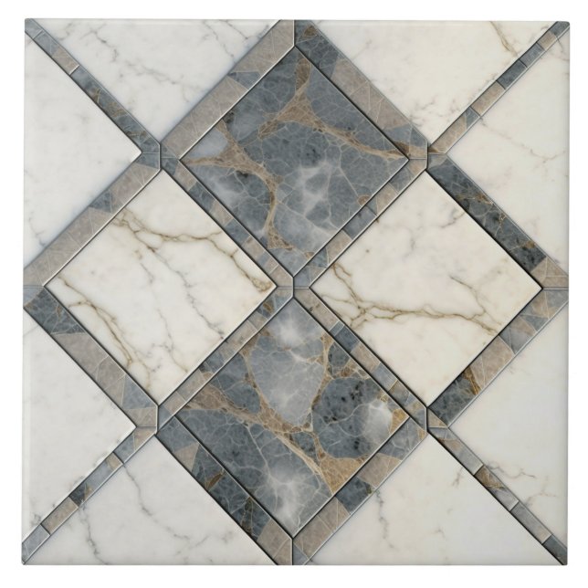 Gris et Marbre blanc Carreaux en céramique répétab (Devant)