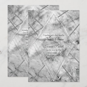 Gris et Marbre blanc Glam Invitations de mariage