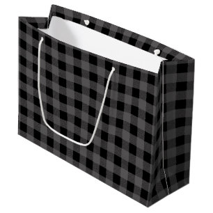 Gris et noir Lumberjack Plaid Grand sac cadeau