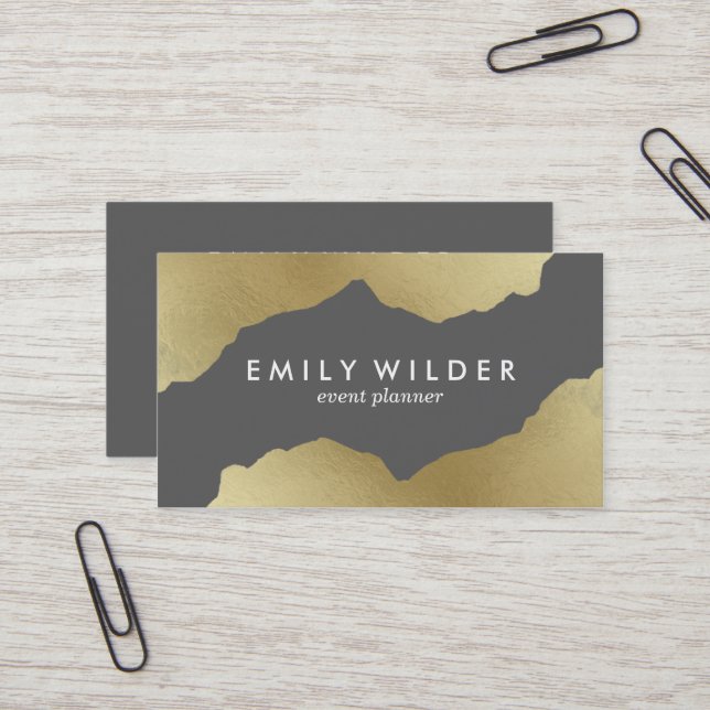 Gris et or trempé | Carte de visite (Devant/Arrière en situation)