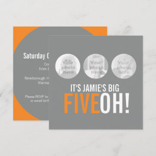 Gris et orange 50e FIVEOH! photo invitation d'anni