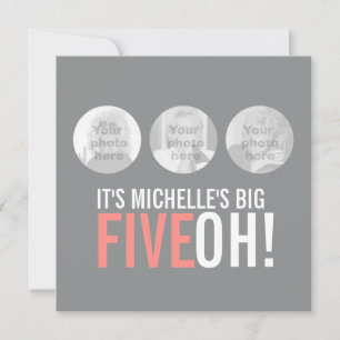 Gris et rose 50e FIVEOH! photo invitation d'annive
