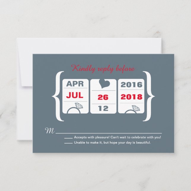 Gris et rouge machine à sous mariage RSVP (Devant)