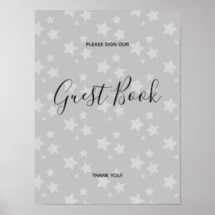 Gris Étoiles Design moderne Livre Signe Poster