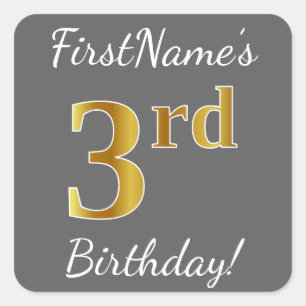Gris, Faux Gold 3e anniversaire + Autocollant de n