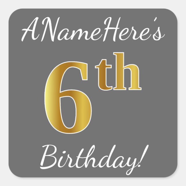 Gris, Faux Gold 6e anniversaire + Autocollant de n (Devant)