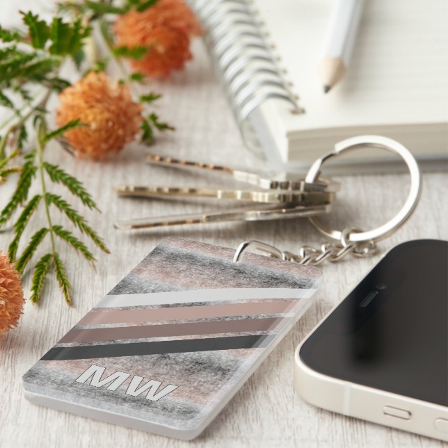 Gris Foncé Personnalisé Beige Brown Rayures rétro (Devant droit)