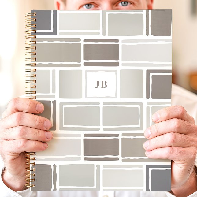 Gris Géométrique Moderne Monogrammé (Créateur téléchargé)