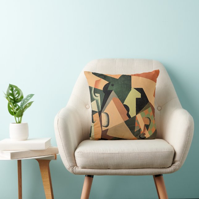 Gris - Glass and Chequerboard Throw Pillow (Chair)