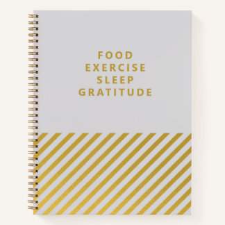 Gris Gold Stripes Minimaliste Journal de Gratitude