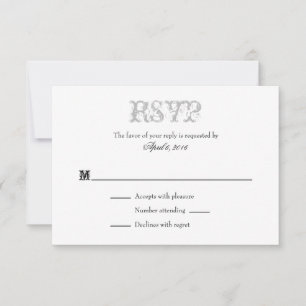 Gris Gris Blanc Plat Simple Mariage Cartes RSVP