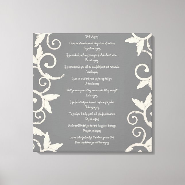 Gris Gris "Do It Anyway" Toile Enveloppé Imprimer (Recto)