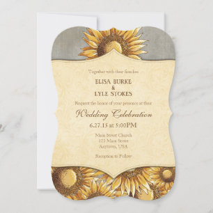 Gris gris Faire-part de mariage de tournesol rusti