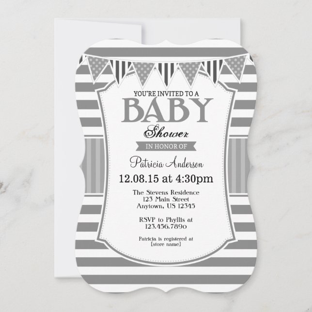Gris Gris Gris Gris Baby shower Invitation (Devant)