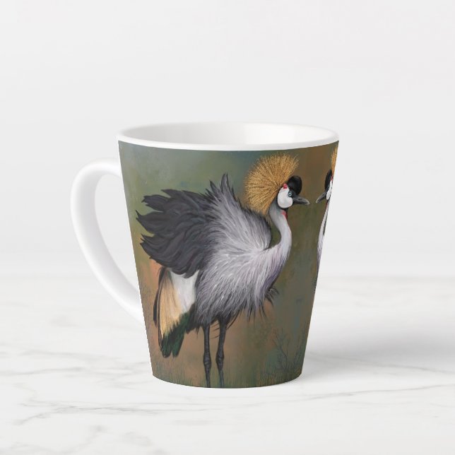 Gris Gris Grue Grue Oiseau Latte Mug (Angle gauche)