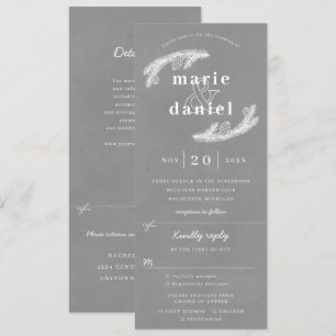 Gris invitation de mariage d'hiver avec rsvp attac