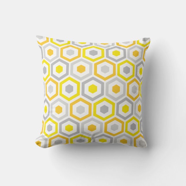 Gris jaune géométrique du coussin | de motif (Recto)