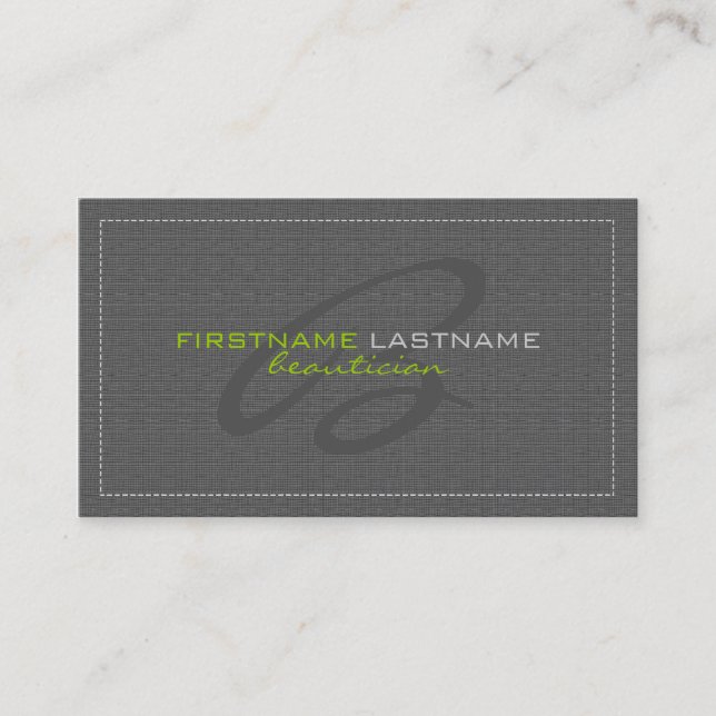 Gris Linen Burlap Texture Carte Beauticienne (Devant)