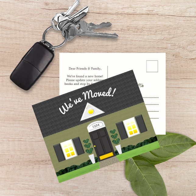 Gris Maison Façade Nouvelle Adresse Carte Postale (Créateur téléchargé)