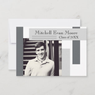 Gris moderne - 3x5 Faire-part de graduation
