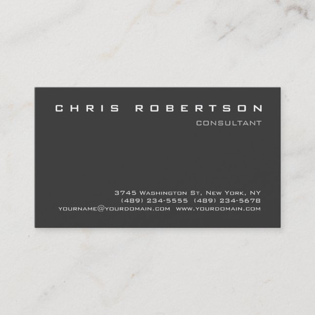 Gris Moderne Attrayant Carte de visite de charme (Devant)