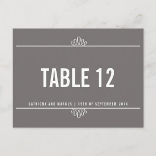 Gris Moderne Floral Mariage Numéro de table Carte 