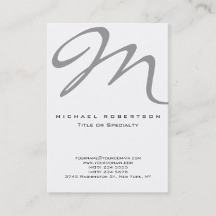 Gris Monogramme Blanc Unique Design Carte de visit