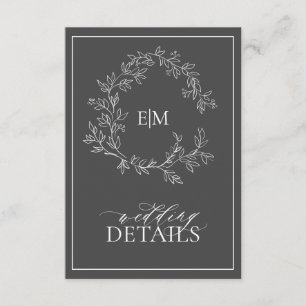 Gris Monogramme Détails du Mariage Carte de boîtie