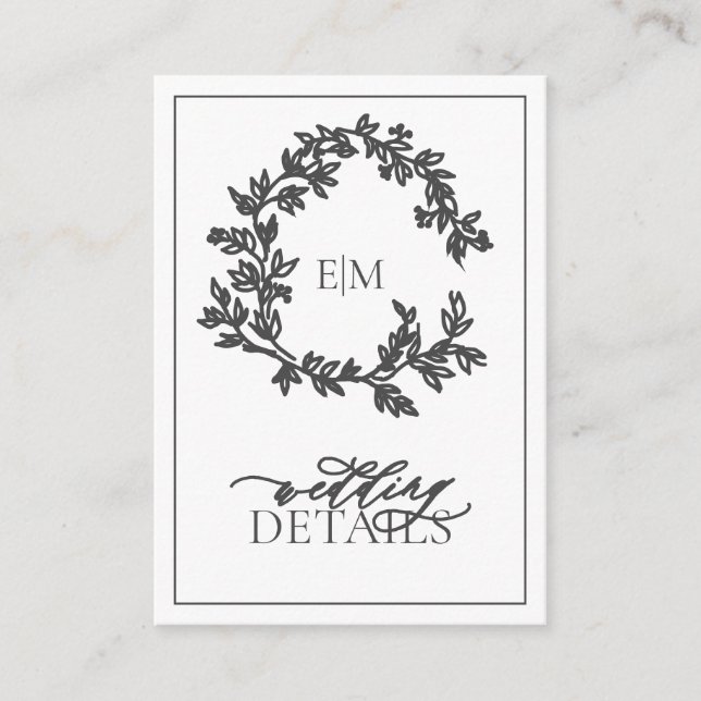 Gris Monogramme Détails du Mariage Carte de boîtie (Devant)