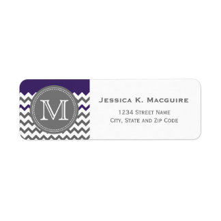 Gris Monogramme Purple Chevron