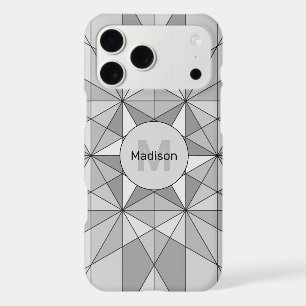 Gris noir blanc Monogramme à motif triangulaire mo