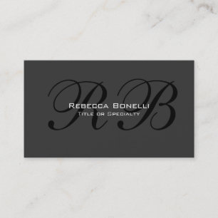 Gris noir blanc Monogramme Carte de visite