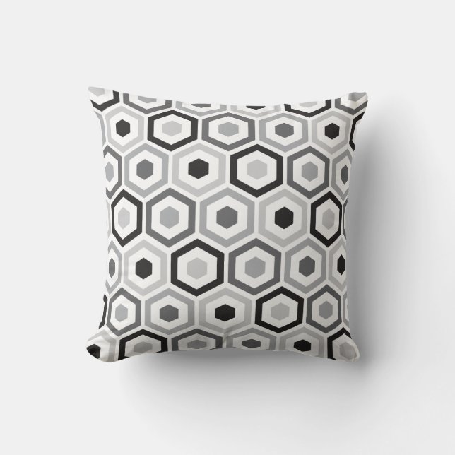 Gris noir géométrique du coussin | de motif (Recto)