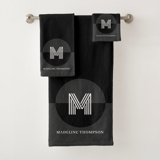 Gris noir gris géométrique moderne Monogramme (En situation)