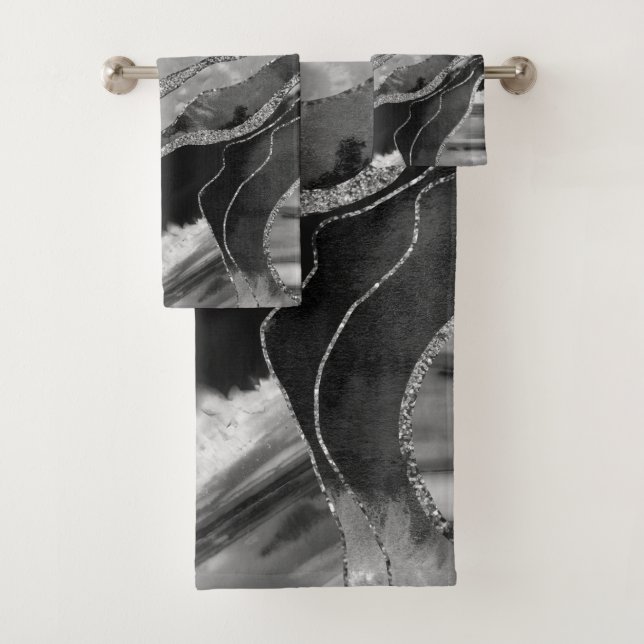 Gris Noir Marbre Blanc Agate Parties scintillant A (En situation)