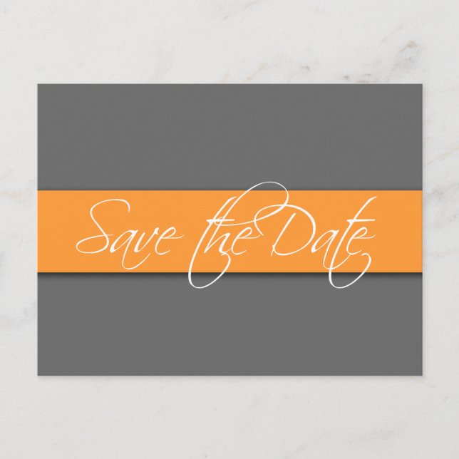 Gris orange Enregistrer la date Mariage de cartes  (Devant)