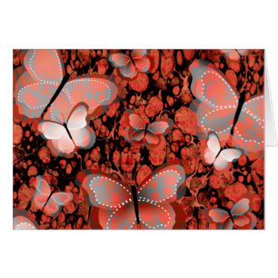 Gris orange floral de pêche de fleurs de papillon