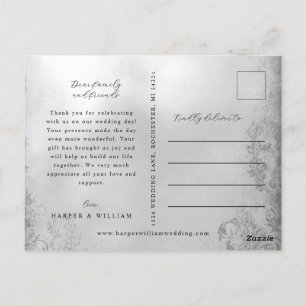 Gris ornemental merci photo mariage Carte postale