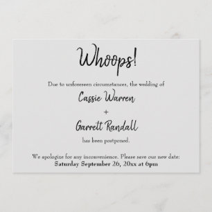 Gris "Oups !" Carte Mariage reportée