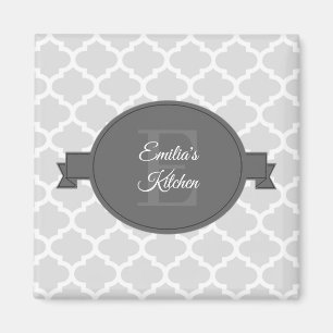 Gris Quatrefoil Magnet personnalisé