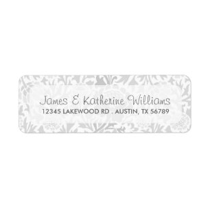 Gris Retro Floral Damask Mariage moderne